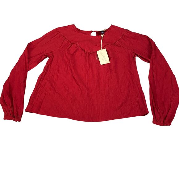 Universal Thread Women's Size XS Long Sleeve Blouse Top Red Peasant Prairie NWT - Picture 13 of 15
